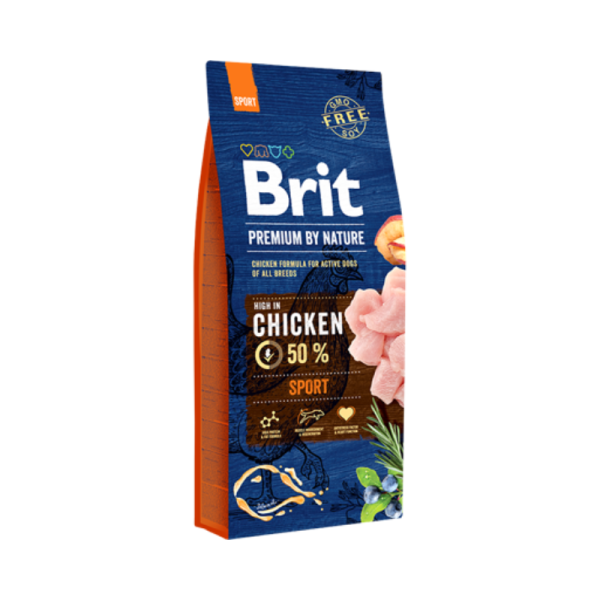 Ração para cães Brit Premium by Nature Sport - 15 kg - Adulto - Ração Seca para Cães