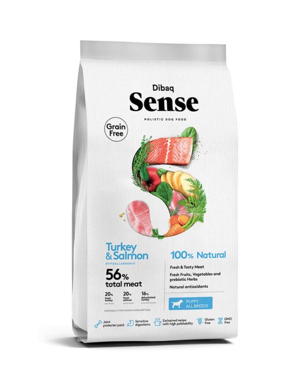 Ração para cães Dibaq Sense Grain Free TURKEY & SALMON (PUPPY) - Alimentação - Ração Seca para Cães